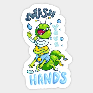 Wash your hands caterpillar Sticker